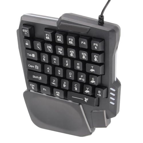 One Handed Gaming Keyboard, RGB Backlit 35 Keys Portable Mini Gaming Keypad Wide Palm Rest Wired USB Single Handed Keyboard for Computer Mobile Games
