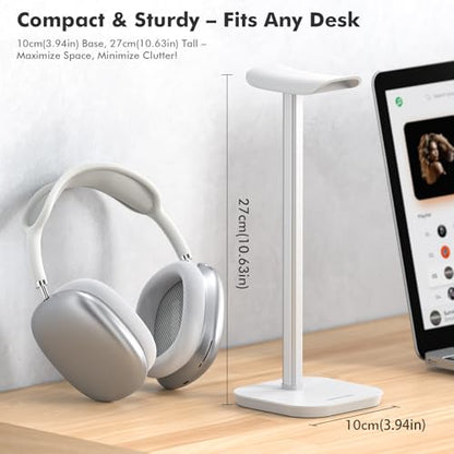 Headphone Stand, Desktop Headset Holder Heavy Base Desk Earphone Stand Aluminum Gaming Headset Hanger Rack Compatible with AirPods Max, AirPods Pro, Sony, Beats, Bose, Razer (White) - color: White