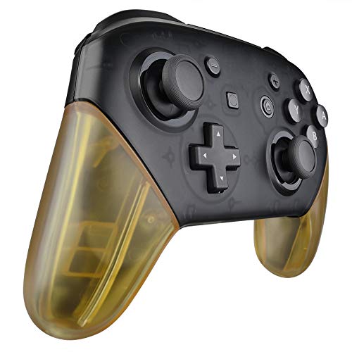 eXtremeRate Amber Yellow Replacement Handle Grips for Nintendo Switch Pro Controller, DIY Hand Grip Shell for Nintendo Switch Pro - Controller NOT Included - color: Clear Amber Yellow