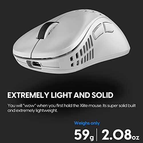 Pulsar Gaming Gears - Xlite v2 Wireless Gaming Mouse, Ultra Lightweight, 2.1 oz (59 g), Ergonomic 2.4 Ghz 1 ms 20000 DPI Optical Sensor PAW3370 Domestic Genuine Product (Medium, Wireless, White) - color: White, size: Medium, style: Xlite V2
