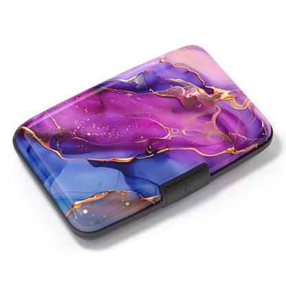 Card Holder Credit Cards Holder for Women RFID wallet women Business Card Holder Wallet Mini Aluminum Card Wallet RFID Blocking Slim Metal Hard Card for Women, Marble Patterns - color: Marble Patterns