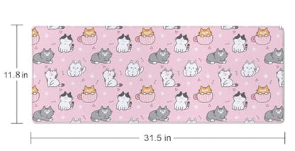 Gaming Mouse Pad Large Desk Mat,Cartoon Cat Mouse Pad Gaming Desk Pad,31.5 x 11.8 Keyboard Pad Minimalist Mouse Pads for Desk,Extended Mouse Mat Mousepad with Non-Slip Base and Stitched Edge - color: Cartoon Cat