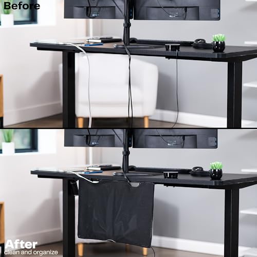 VIVO Black 24 inch Under Desk Privacy and Cable Management Organizer Sleeve, Wire Hider Kit Panel System, DESK-SKIRT-24 - size: 24" Panel