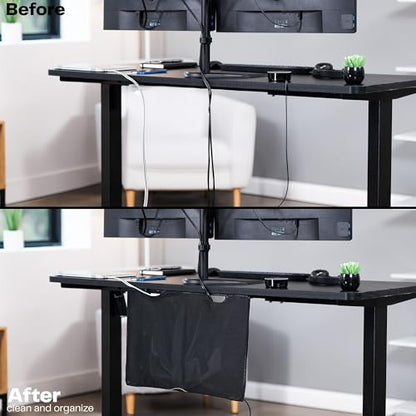 VIVO Black 24 inch Under Desk Privacy and Cable Management Organizer Sleeve, Wire Hider Kit Panel System, DESK-SKIRT-24 - size: 24" Panel
