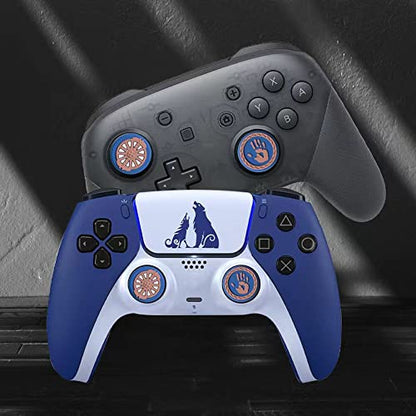 PERFECTSIGHT Cute Thumb Grip Caps for PlayStation 4/5, PS5, PS4, Xbox Series X/S, Xbox One, Switch PRO Controller, 4PCS Kawaii Soft Skin Rubber 3D Analog Thumbsticks Grips Joystick Cover, Blue - color: Blue