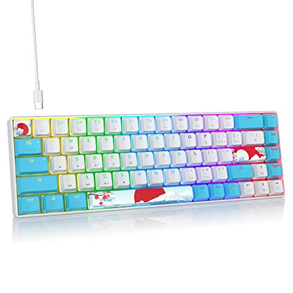 65% Mechanical Keyboard 68-Key Wired Gaming Keyboard with Blue Switch RGB Lighting Effect PBT Keycaps Ultra-Compact Mini Keyboard Suitable for Win/Mac(68 Sea) - color: 68 Sea/Blue Switch