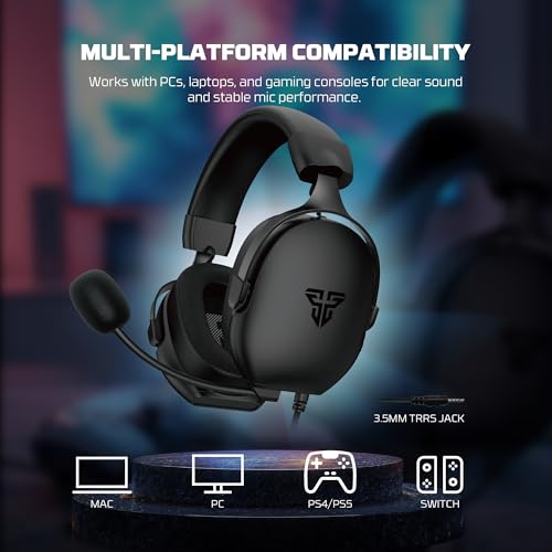 FANTECH Carbon MH92 Multi-Platform Gaming Headset with Noise Cancelling Microphone, 3.5mm Wired, Adjustable Steel Headband for PC, PS4, PS5, Switch, Xbox - Carbon Noise Reduction Technology