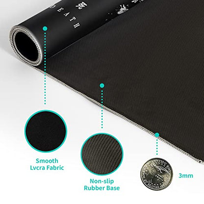 Black and White Japanese Cherry Blossom Gaming Mouse Pad Sakura Death Life Flower Mat 31.5x11.8 Inch Texture Non-Slip Rubber Base Mousepad Stitched Edges Keyboard Desk Pad for Office Home Game - color: Black and White Cherry Blossom