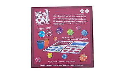 That's Spot On! Best Bluffing Strategy Game - Board, 6 Cups, 12 Tokens, 30 Dice – 2 to 6 Players, Ages 12+, Family Fun or Game Nights with Friends