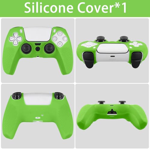 Baval Silicone Cover for Playstation 5 PS5 DualSense Wireless Controller | Scratch-resistant, Easy install, Silicone Construction, Portable Carrying Silicone Cover, Green Silicone Cover - color: Green Silicone Cover