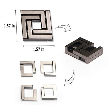 MHY Large Size Brain Teaser Puzzles,Metal Cast Puzzle Game Toys,3D Highly Difficult Adult Puzzles,IQ Educational Box for Teens （3 Pieces） - color: E-3pcs Enigma Set