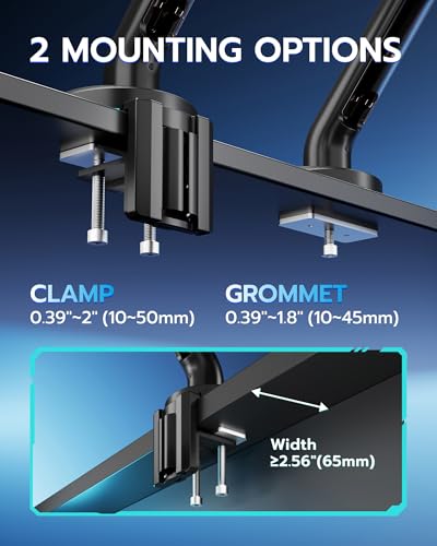 Single Gaming Monitor Arm for 24"-57" Screen, Black | Computer Monitor Stand Holds Up to 60LBS - color: BLACK, style: Non-RGB