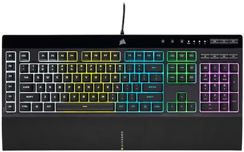 Corsair K55 RGB PRO Membrane Wired Gaming Keyboard – QWERTY US Layout, IP42 Dust and Spill-Resistant – 6 Macro Keys with Elgato Integration – iCUE Compatible – PC, Mac, Xbox – Black - color: Black, style: K55 RGB PRO