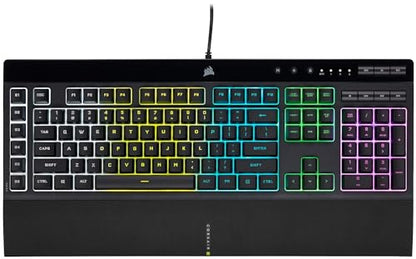 Corsair K55 RGB PRO Membrane Wired Gaming Keyboard – QWERTY US Layout, IP42 Dust and Spill-Resistant – 6 Macro Keys with Elgato Integration – iCUE Compatible – PC, Mac, Xbox – Black - color: Black, style: K55 RGB PRO