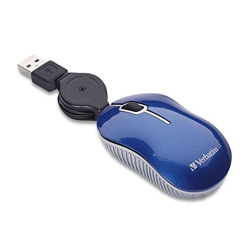 Verbatim Wired Optical Computer Mini USB-A Mouse - Plug & Play Corded Small Travel Mouse with Retractable Cable – Blue 98616 - color: BLUE