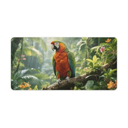 Waterproof Desk Pad Mouse Mat 24x12 Large Non-Slip Rubber Base Smooth Surface for Gaming Office Foldable Portable Rainforest Parrot Desk Protector for Laptop Keyboard Accessories