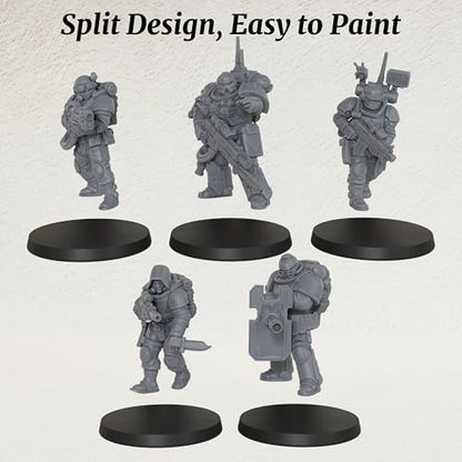 AUSPDICE Sci-Fi Operatives for Miniature Games, 28mm RPG Figure Set-AS992 | Unpainted Resin 5pc Sci-Fi Elite Squad for TTRPG Wargames, Tabletop RPG, Dungeon Masters, Skirmish Battles and RPG Gifts
