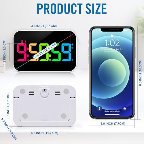 Kitchen Digital RGB Timer, Count Down Up, Rechargeable, Vibration Mode Adjustable Volume and Brightness LED Display, Time Management Cook, Desk, Kids Adults Study Teaching, Kitchen Gadgets - color: Rgb