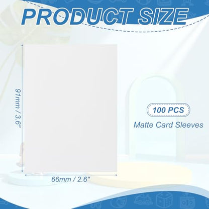 Matte Card Sleeves, Trading Card Sleeves Deck Protectors Perfect for Trading Cards & Baseball & Sports & Magic Gathering & Magic Game Cards (White, 100 Pcs) - color: White