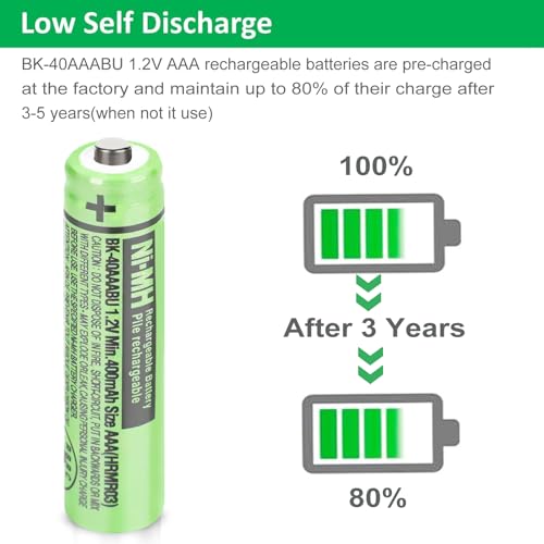 OSIM 8Pack BK-40AAABU Ni-MH AAA Rechargeable Batteries 400mah 1.2V AAA NI-MH Rechargeable Batteries for Panasonic Cordless Phones, Remote Controls, Electronics - size: 400-8PCS