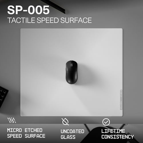 Wallhack SP-005 Glass Gaming Mouse Pad, Large, White | Speed Surface, Esports Mousepad With Smooth Low-Friction Glide, Tempered Glass, Ergonomic Low Profile, Carry Case Included - color: SP-005 Speed | White