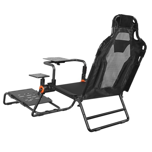 VEVOR Racing Wheel Stand Foldable Fit For Logitech,Thrustmaster,Fanatec,Hori,Mad Catz, Carbon Steel Driving Simulator Cockpit Adjustable Pedal & Seat,Fit Most Wheels and Pedals, Max. Load 330lbs