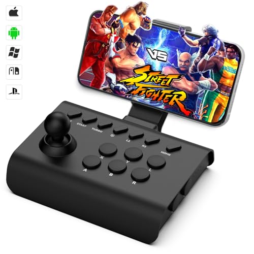 arVin Arcade Fight Stick Joystick Game Controller for iPhone iOS Android PC Fighting Stick for Nintendo Switch/PS3/PS4 Arcade Rocker Gamepad with Turbo & Marco for Emulators/Cloud/PS Remote Play/Steam - color: Black