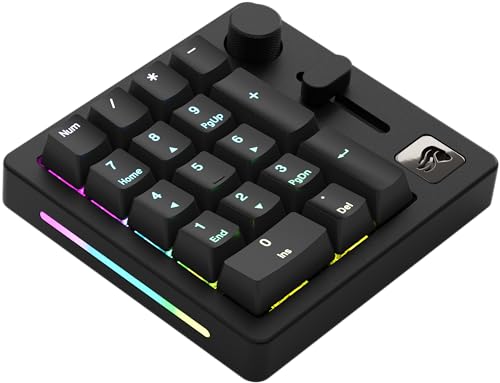 GLORIOUS GMMK Macro Pad - Black Mechanical Numpad - 10 Key USB Keypad - Hotswap, Programmable Volume Knob, RGB Backlit, Wired & Wireless Bluetooth- Gaming Keyboard Number Pad - color: Black Slate