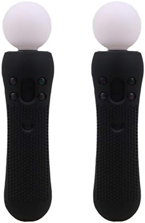 2 pcs Silicone Rubber Cover Anti-Slip Protective Skin Case for PS4 VR Move PS Move Motion Controller Black