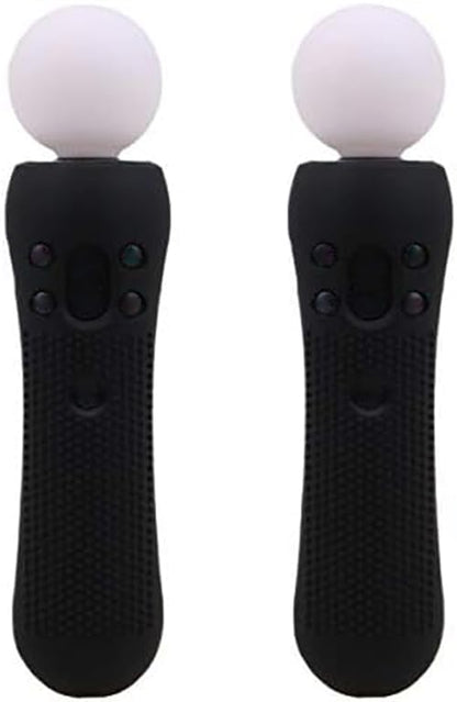 2 pcs Silicone Rubber Cover Anti-Slip Protective Skin Case for PS4 VR Move PS Move Motion Controller Black