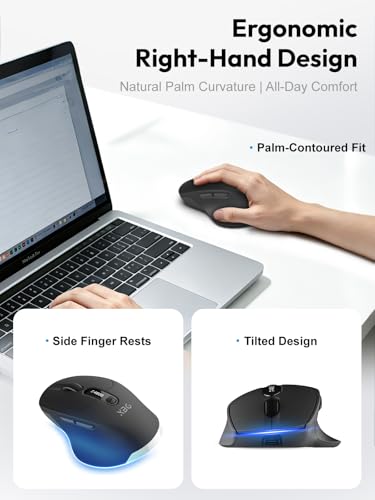 XBG B18Pro Tri-Mode Wireless Bluetooth Mouse with LED Display for Laptop | Bluetooth 5.0, 2.4G & Wired, 4800 DPI, 600mAh Type-C Rechargeable, Ergonomic Silent Click, for Mac iPad Windows Office, Black - style: B18 Pro-Black