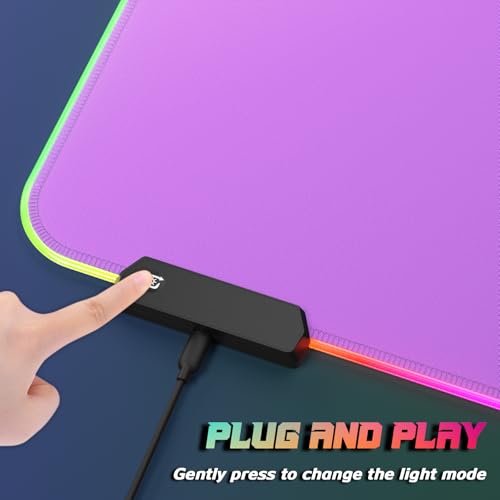 ITNRSIIET RGB Gaming Mouse Pad Full Desk XL Extended Large Gaming Mousepad 12 Lighting Modes, 30% Thicker, Big LED Desk Mat for Keyboard Men Gamers Esport Pros, 32" x 12",Gradual Purple - color: Z-gradual Purple