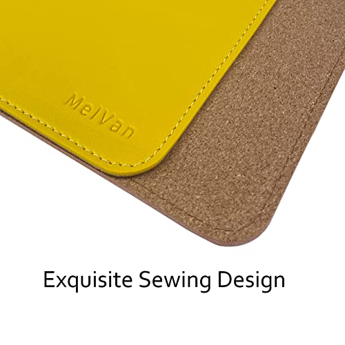 MelVan PU Leather Mouse Pad with Stitched Edge, Wood Mousepad, Waterproof Gaming Mouse Pad Mat for Computers, Laptop, Office & Home, 10.2" x 8.3", 1 Pack (Yellow) - color: Yellow