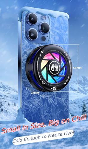 Phone Cooler for Gaming, Low Noise USB Cell Phone Cooler with Smart Temp Control, Phone Cooling Fan with RGB LED Lights, Magnetic Ring & Clip Fan for Phone Gaming & Streaming - color: Gray