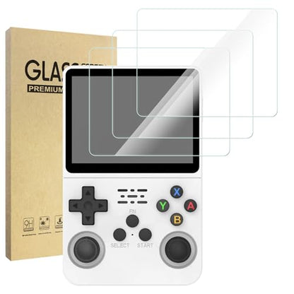 Hianjoo 3-Pack Screen Protector Compatible with R36S/ R35S/ RGB20S 3.5" Handheld Game Console, Tempered Glass [HD Clarity] [9 Hardness] [Anti-Scratch]