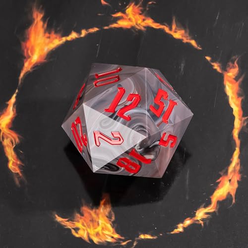 55mm 20 Sided DND Dice, Giant D20 D&D Polyhedral Dice Large D20 with Die Gift Box for D&D,RPG Table Games (Black with White/Red Number) - color: Black With White/Red Number