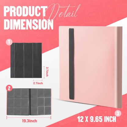 Card Binder 9-Pockets, Trading Card Binder, 20 Pages, 360 Card Capacity Collection Binder, Card Folder for MTG, TCG, Game Cards & Sports Cards(Pink) - color: Pink