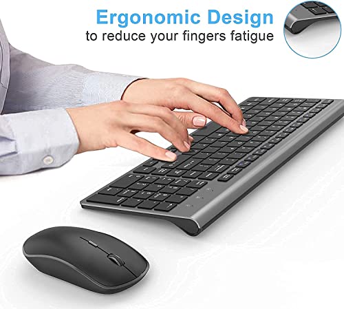 JOYACCESS Wireless Keyboard and Mouse,2.4G Ergonomic and Slim Wireless Computer Keyboard Mouse Designed for Windows, PC, Laptop,Tablet - Black Grey - color: black grey