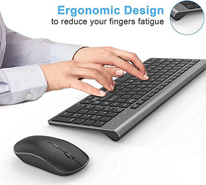 JOYACCESS Wireless Keyboard and Mouse,2.4G Ergonomic and Slim Wireless Computer Keyboard Mouse Designed for Windows, PC, Laptop,Tablet - Black Grey - color: black grey