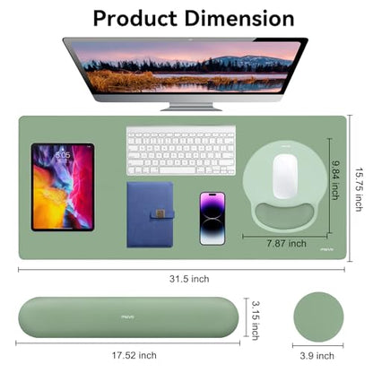 MOSISO Wrist Rest for Mouse Pad Set, Large Gaming Deskpad, Green | Circle Curved Mousepad&Keyboard Wrist Rest&Coaster, Ergonomic Non-Slip Mousepad&Easy Typing Pad with Silicone Lining - color: Green