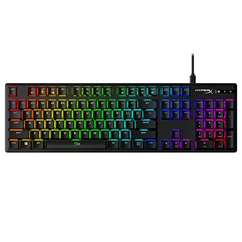 HyperX Alloy Origins - Mechanical Gaming Keyboard, Software-Controlled Light & Macro Customization, Compact Form Factor, RGB LED Backlit - Linear HyperX Red Switch (Black) - color: Black, size: Full Size, style: HyperX Red