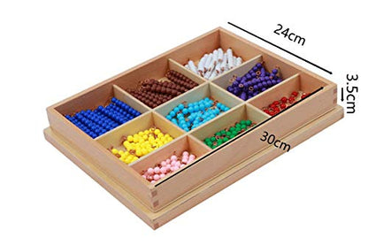 Adena Montessori Counting Beads Checker Board Beads Math Games & Teaching Numbers Counting Toys | Safe acrylic + beechwood box. 180 color-coded beads bars 1-9. Hands-on addition, subtraction & multiplication. Classroom