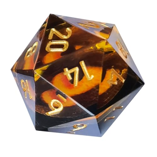 BESCON Dragon's Eye Sharp Edged Polyhedral Dice Set of 7, Handmade Dragon's Eye Dice for Role Playing Game - color: Amber Eye Set