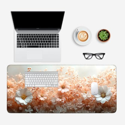 Mouse Pad, Large Anti-Slip with Stitched Edges Desk Mat Desktop Laptop Computer Desk Keyboard Mat,Table Protector Blotter Mat (Powder, 35.4" x 15.7") - color: Powder, size: 35.4" x 15.7"