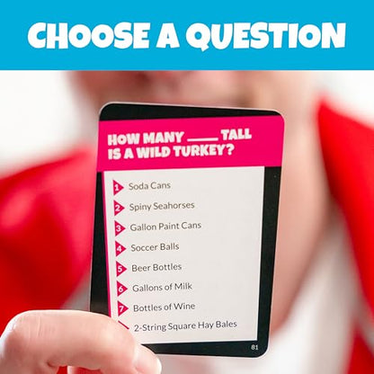How Many What?! Board Game, Hilarious Party Game of Absurd Comparisons, Guess Sizes in The Most Ridiculous Ways, Fun for Families, Friends & Game Nights, 3-8 Players, Ages 10+, 20 Min Playtime