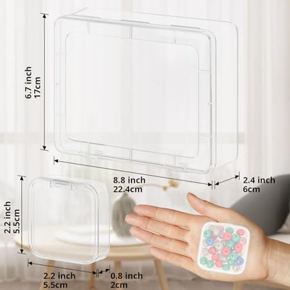 Mathtoxyz Bead Organizer Box, 90Pcs Small Bead Organizers and Storage Plastic Cases Mini Clear Bead Storage Containers Boxes with Hinged Lid and Rectangle for Bracelet Making DIY Jewelry Craft Nail - size: Clear - 3P