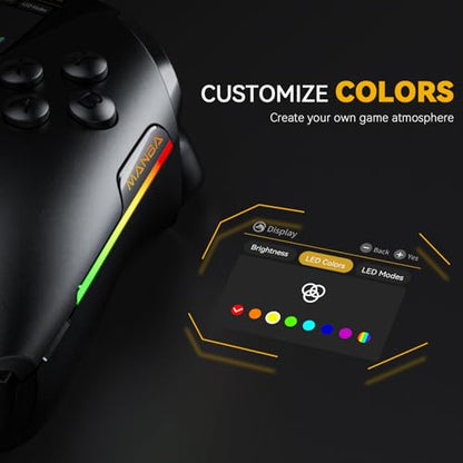 ManbaOne Interactive Screen Wireless Gaming Controller (Black) | for PC/Switch1/2/iOS/Android,Hall Effect Stick & Trigger,RGB Lighting,Remappable Buttons,1800mAh with Charging Dock - color: Black
