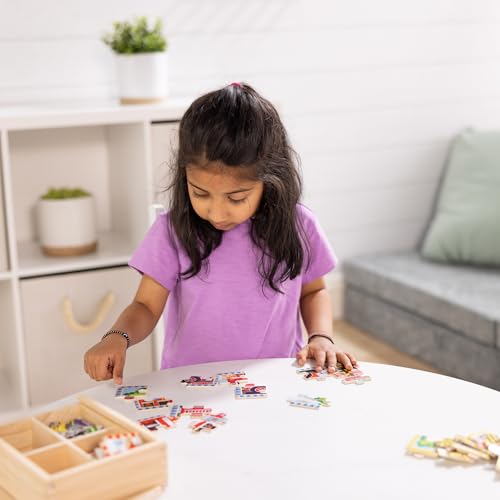 Melissa & Doug 4‑in‑1 Wooden Vehicle Jigsaw Puzzle Set, 48 Pieces with Storage Box, Toddler Puzzle Toy for Kids Ages 3+- FSC Certified - style: Vehicles