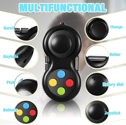 Skylety 2 Pcs Fidget Toys for Adults Controller Fidget Pad Stress Relief Cube Clicker Game Controller Sensory Educational Toy for ADHD Autism Relief Stress Anxiety(Black Style) - style: Black Style