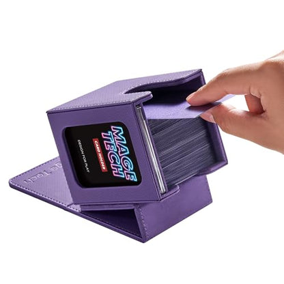 Mage Tech Commander Deck Box Lite - Card Display with Mini Snap Card Holder & Removable Cover, Fits 100+ Single-Sleeved Cards, Ideal for MTG, PTCG, OPCG, SWU & More(Purple) - color: Purple